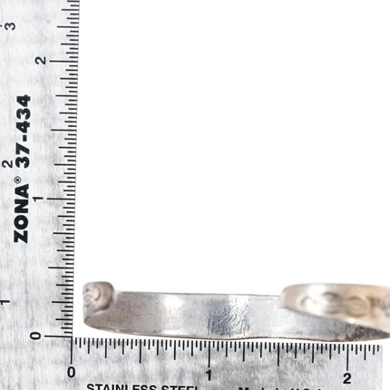 6" c1920's Navajo ingot silver cuff bracelet with turquoise - Estate Fresh Austin