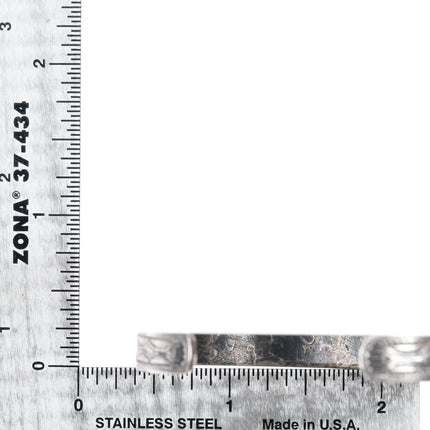 6" c1920's Navajo ingot silver slim cuff bracelet with turquoise - Estate Fresh Austin