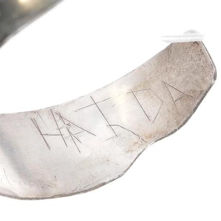 7" Crude Haida silver cuff bracelet xmas gift - Estate Fresh Austin