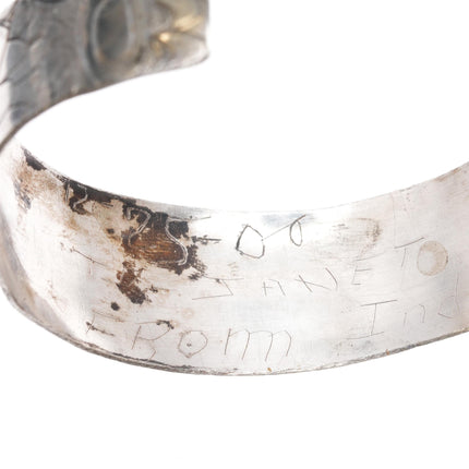 7" Crude Haida silver cuff bracelet xmas gift - Estate Fresh Austin