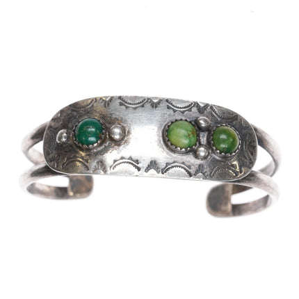 6.25" 50's-60's Alberto Contreras Sterling and turquoise cuff bracelet - Estate Fresh Austin