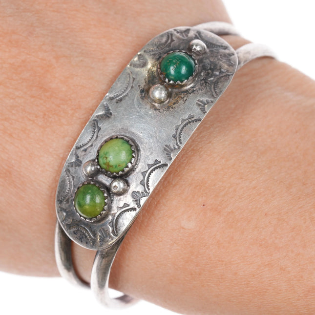 6.25" 50's-60's Alberto Contreras Sterling and turquoise cuff bracelet - Estate Fresh Austin