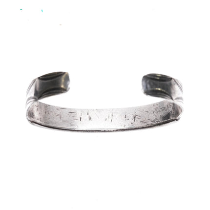 6.5" c1940's Zuni hand stamped silver channel inlay cuff bracelet - Estate Fresh Austin