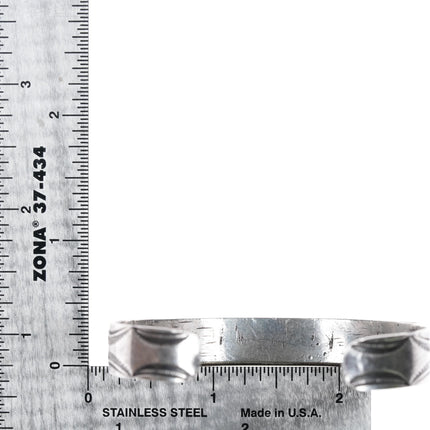 6.5" c1940's Zuni hand stamped silver channel inlay cuff bracelet - Estate Fresh Austin