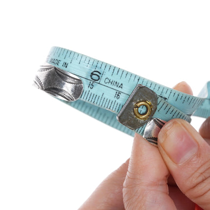 6.5" c1940's Zuni hand stamped silver channel inlay cuff bracelet - Estate Fresh Austin