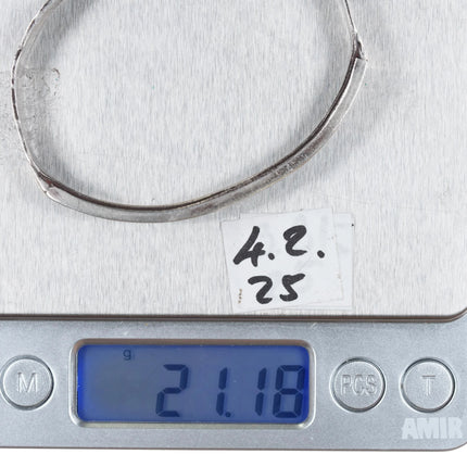 6.5" c1940's Zuni hand stamped silver channel inlay cuff bracelet - Estate Fresh Austin