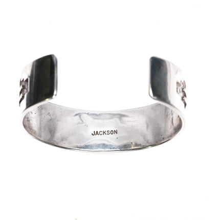 6.85" Tommy Jackson Navajo sterling silver Yei cast cuff bracelet - Estate Fresh Austin