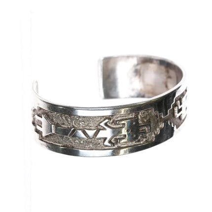6.85" Tommy Jackson Navajo sterling silver Yei cast cuff bracelet - Estate Fresh Austin