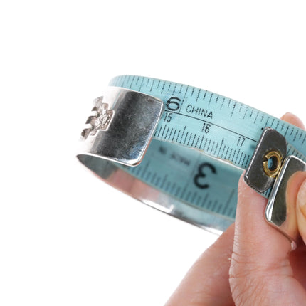 6.85" Tommy Jackson Navajo sterling silver Yei cast cuff bracelet - Estate Fresh Austin