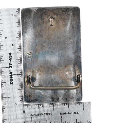 1980's WA Sterling silver Navajo bear claw overlay belt buckle - Estate Fresh Austin