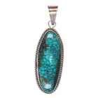 Large Navajo sterling silver and webbed turquoise pendant Bobby Johnson - Estate Fresh Austin