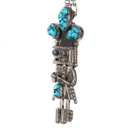 Doris Smallcanyon Navajo sterling Kachina pendant/pin w/Kingman turquoise - Estate Fresh Austin