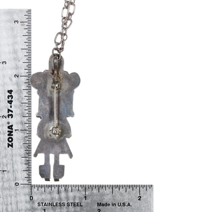 Doris Smallcanyon Navajo sterling Kachina pendant/pin w/Kingman turquoise - Estate Fresh Austin