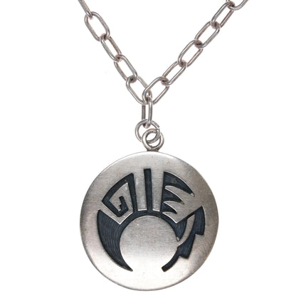 Floyd Namingha Lomakuyvaya Hopi overlay pendant/necklace sterling silver - Estate Fresh Austin