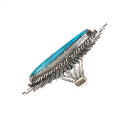 sz8 Huge Charles Johnson Navajo sterling silver turquoise ring - Estate Fresh Austin