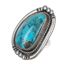sz8 Large RVT Navajo sterling silver ring with nice turquoise - Estate Fresh Austin