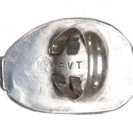 sz8 Large RVT Navajo sterling silver ring with nice turquoise - Estate Fresh Austin