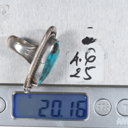 sz8 Large RVT Navajo sterling silver ring with nice turquoise - Estate Fresh Austin