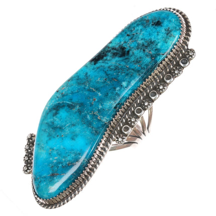 sz10.75 Billy Slim Navajo huge turquoise sterling silver ring - Estate Fresh Austin