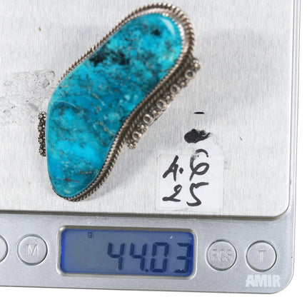 sz10.75 Billy Slim Navajo huge turquoise sterling silver ring - Estate Fresh Austin