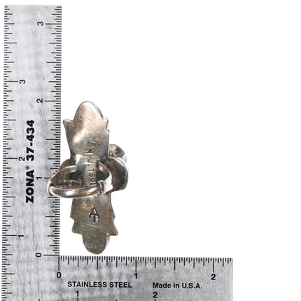 sz7 Tsosie Atkinsons Trading Navajo sterling silver Bisbee turquoise, coral ring - Estate Fresh Austin