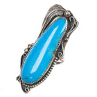sz9.25 CT Navajo sterling silver turquoise long ring - Estate Fresh Austin