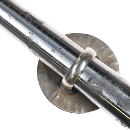 Sz10 ring Southwestern Sterling silver Scarf slide with nice turquoise - Estate Fresh Austin