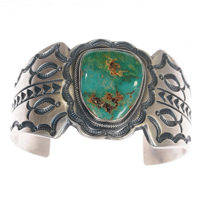 6.875 Paul Begay Navajo silver cuff bracelet with nice turquoise - Estate Fresh Austin