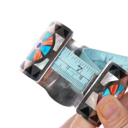 7.25" AS Sterling vintage flush inlay southwest sterling Kachina cuff bracelet - Estate Fresh Austin