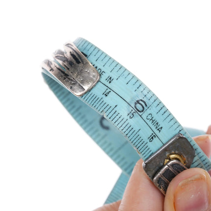 6.5" c1930's Zuni 3 row snake eye turquoise stamped silver cuff bracelet - Estate Fresh Austin