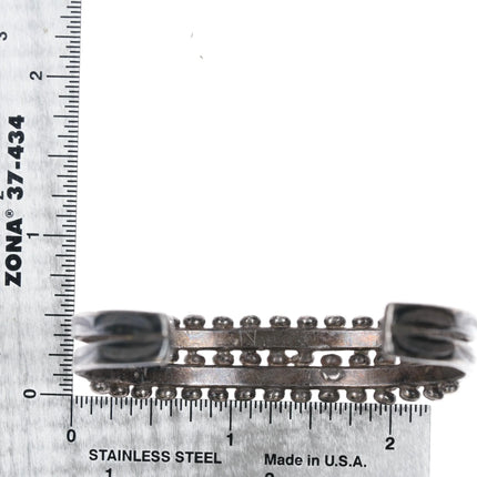 6.25" 1930's Sturdy Zuni sterling silver turquoise 2 row snake eye cuff bracelet - Estate Fresh Austin