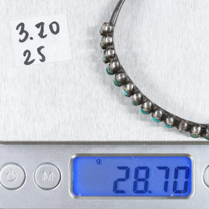 6.25" 1930's Sturdy Zuni sterling silver turquoise 2 row snake eye cuff bracelet - Estate Fresh Austin