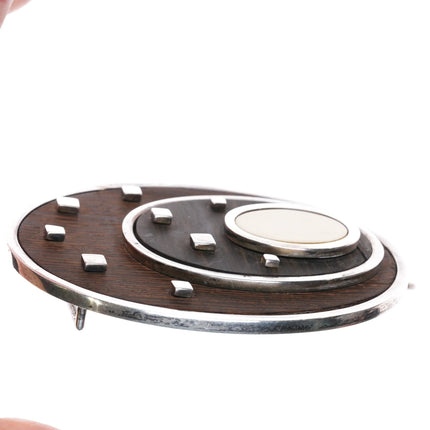 Jose Maria Puig Doria Modernist sterling silver Belt buckle/pendant combo wood - Estate Fresh Austin