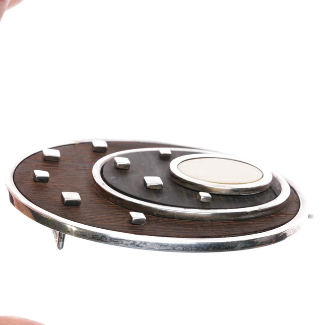 Jose Maria Puig Doria Modernist sterling silver Belt buckle/pendant combo wood - Estate Fresh Austin