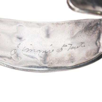 6.25" Jimmie Etsate Zuni Sterling - turquoise channel inlay 2 row cuff bracelet - Estate Fresh Austin