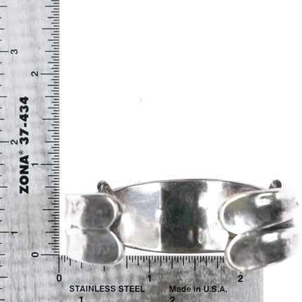 6.25" Jimmie Etsate Zuni Sterling - turquoise channel inlay 2 row cuff bracelet - Estate Fresh Austin