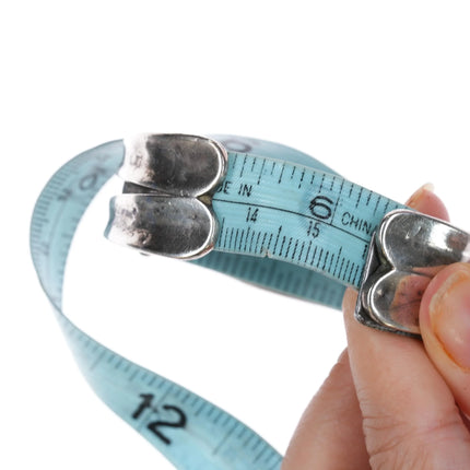 6.25" Jimmie Etsate Zuni Sterling - turquoise channel inlay 2 row cuff bracelet - Estate Fresh Austin