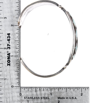 6.25" Jimmie Etsate Zuni Sterling - turquoise channel inlay 2 row cuff bracelet - Estate Fresh Austin