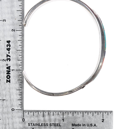 6.625" Pete Sanchez Isleta Pueblo Sterling multi-stone inlay cuff bracelet - Estate Fresh Austin