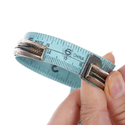 6.375" 30's-40's Navajo silver row cuff bracelet w/stamped carinated sides - Estate Fresh Austin