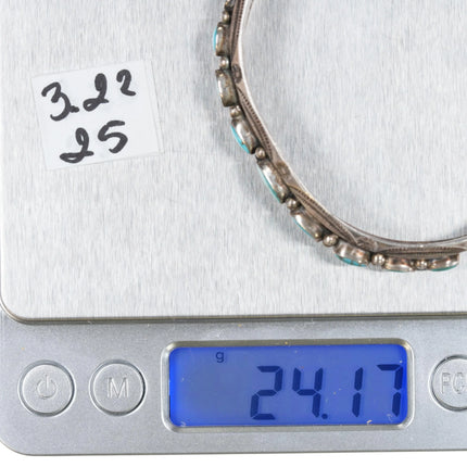 6.375" 30's-40's Navajo silver row cuff bracelet w/stamped carinated sides - Estate Fresh Austin