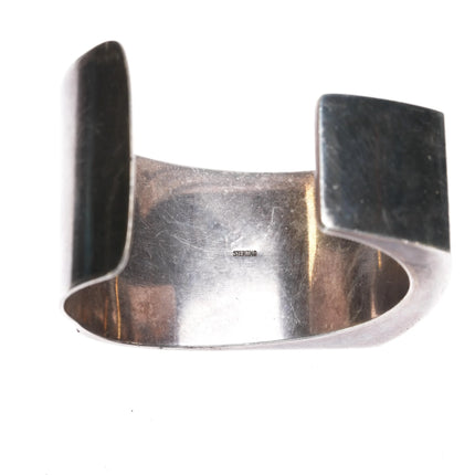 6.375" Vintage Southwest Sterling picture Jasper Modernist cuff bracelet - Estate Fresh Austin