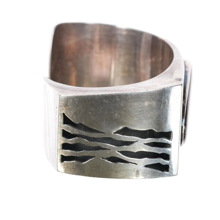 6.375" Vintage Southwest Sterling picture Jasper Modernist cuff bracelet - Estate Fresh Austin