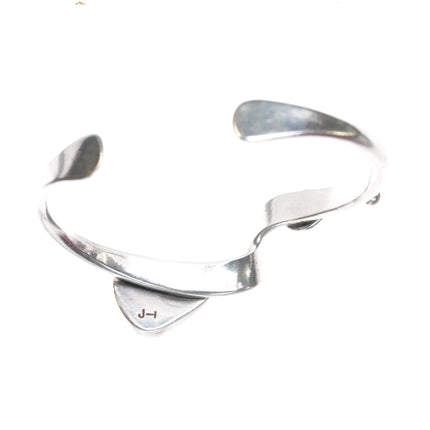 6.25" JT Southwestern sterling green turquoise modernist cuff bracelet - Estate Fresh Austin