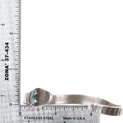 7.12" 20's-30's Navajo Ingot silver heavy stamped snake cuff bracelet turquoise - Estate Fresh Austin