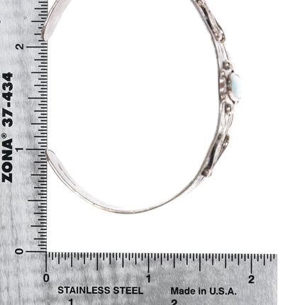 6.375" Vintage Bell Trading post sterling cuff bracelet w/long turquoise - Estate Fresh Austin