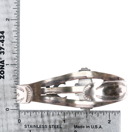 6.375" Vintage Bell Trading post sterling cuff bracelet w/long turquoise - Estate Fresh Austin