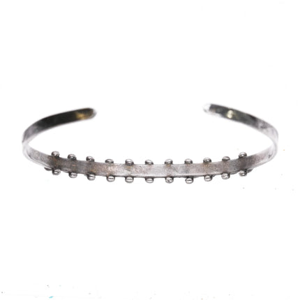 6.12" 30's-40's Zuni Silver Dot dot Dash turquoise row cuff bracelet - Estate Fresh Austin