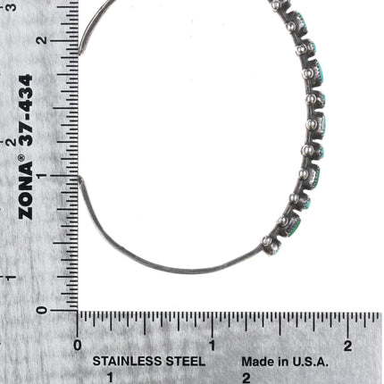 6.12" 30's-40's Zuni Silver Dot dot Dash turquoise row cuff bracelet - Estate Fresh Austin
