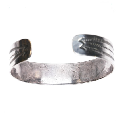 6.5" c1940's Navajo silver heavily stamped cuff bracelet - Estate Fresh Austin